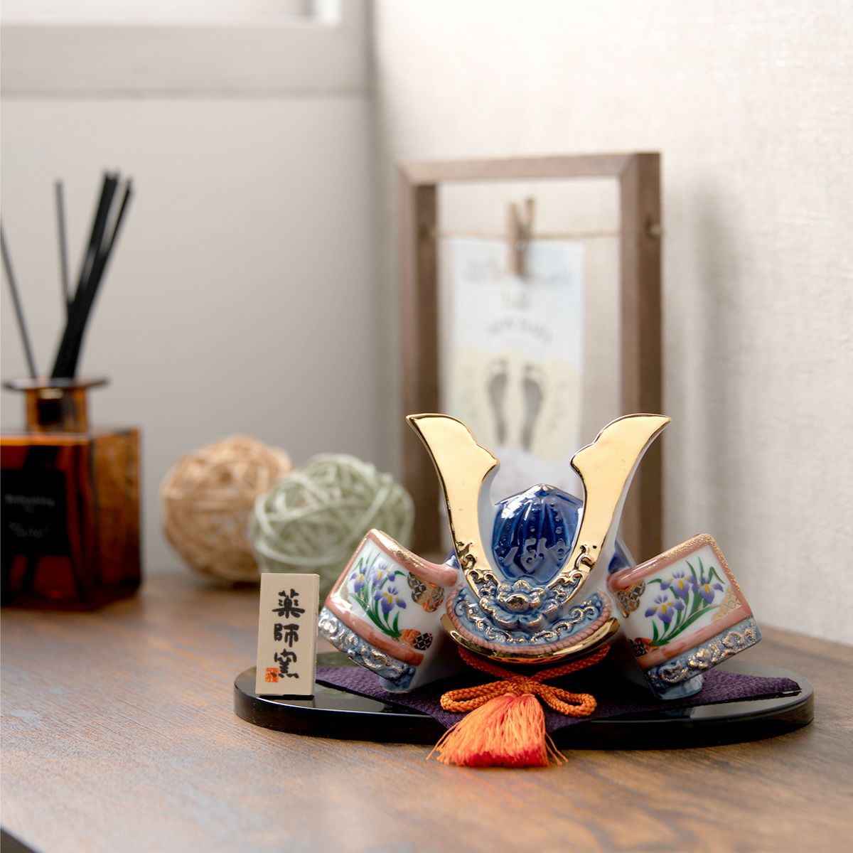 薬師窯 五月人形 染錦出世兜 新品 鎧 鎧飾り コンパクト 初節句 日本 